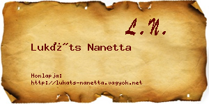 Lukáts Nanetta névjegykártya